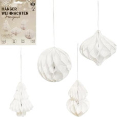 набір підвісних паперових новорічних прикрас 4шт "Білі фігури"  CG-3/123501  (12/240)