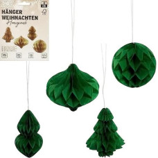 набір підвісних паперових новорічних прикрас 4шт "Зелені фігури"  CG-2/123500  (12/240)