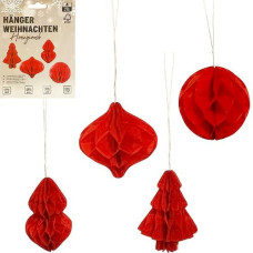 набір підвісних паперових новорічних прикрас 4шт "Червоні фігури"  CG-1/123499  (12/240)
