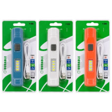 ліхтарик пл. 13,5х2,8х2,8см., акум., USB-зар., на бліст.  Y-226-1+4SMD  (240)