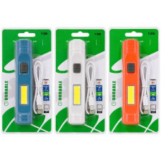 ліхтарик пл. 13,5х2,8х2,8см., акум., USB-зар., на бліст.  Y-226-1+COB  (240)