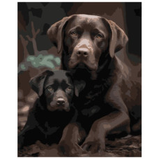 картина за номер. Strateg 40х50см. "Пес із цуценям"  АН1274
