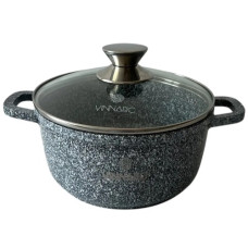 каструля Vinnarc з антипригарним мармуровим покриттям та скляною кришкою 5,5л. 26см.  GR-0326CE