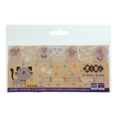 закладки з кл. шаром Zibi паперові "Grey Cat" 65х20мм./65x18мм. 7 диз.х20арк.  ZB.15103  (24/288)