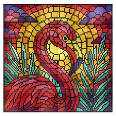 алмазна мозаїка Ідейка 30х30см. "Вітраж. Фламінго"  АМО8318