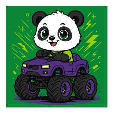 картина за номер. Ідейка 25х25см. дитяча "Панда на машині"  КНО1306