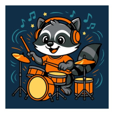 картина за номер. Ідейка 25х25см. дитяча "Єнот з барабанами"  КНО1310