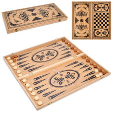 нарди дерев`яні, шашки - дерево, кубики, в кул. 59,5х30х4см.  TD202367  (16)