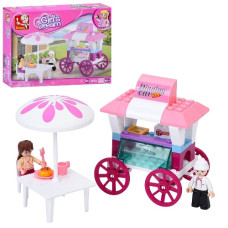 конструктор Sluban кафе на колесах, столик, 2 фигурки 78 дет. в кор. 19х14х4,5см.  М 38 В 0522  (72)