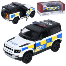 джип Kinsmart мет. LAND ROVER DEFENDER, police. двер, гум. кол., в кор. 16х7х7,5см.  KT 5428 W  (24)