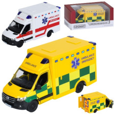 машина Kinsmart мет. SPRINTER AMBULANCE budka, двері, гум. кол., в кор. 16х7х7,5см.  KT 5477 W  (24)