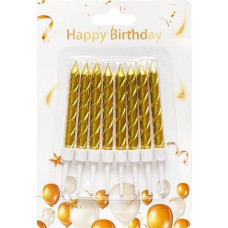 набір свічок для торту 8шт. 9см. спіральних "Золото"  89231  (24/576)