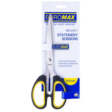 ножиці Buromax  суцільнометалеві 21см., ручки з гумовими вставками, на бліст.  ВМ.4521  (12/144)