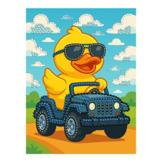 алмазна мозаїка Ідейка 15х20см. "Качка на машині" без підрамника  AMV1207