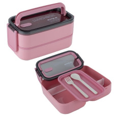 контейнер для їжі Kite 1400мл. подвійний з розділювачем рожевий  К23-183-3  (1/36)