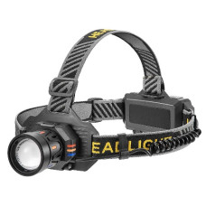 ліхтарик налобний на 2 акум. 18650, zoom, ЗП Type-C  BL-T701B-TG