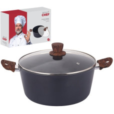 каструля Bravo Chef класична зі скляною кришкою 24см. 4,1л.  ВС-2101-24