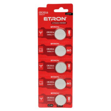 батарейка Etron CR2016 таблетка  1x5 на бліст.  (5/100/1200)