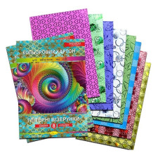 картон кольоровий Апельсин А4/ 8арк. "Глітерні візерунки" Преміум  (20) *