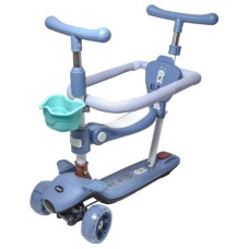 самокат дитячий 5 в 1 з бортиком синій  BAQ