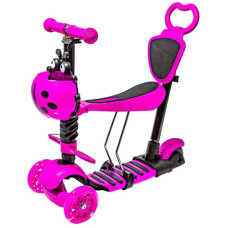самокат дитячий 5 в 1 із сидінням рожевий