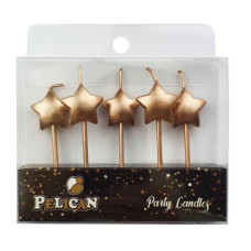 набір свічок для торту Pelican "Зірочка" золото 5шт./уп.  868701  (12/576)