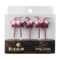 набір свічок для торту Pelican "Зірочка" рожеве золото 5шт./уп.  868703  (12/576)