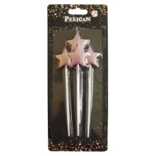 набір свічок для торту Pelican "Зірочка на палочці" рожеве золото 4шт./уп.  868613  (24/480)