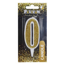 свічка для торту Pelican 7см. золото цифра "0"  867010  (12)