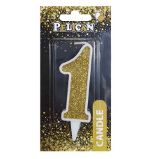 свічка для торту Pelican 7см. золото цифра "1"  867011  (12)