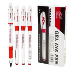 ручка Tianzhijao TZ-513 гелева червона (білий корпус)  (12/144/1728)