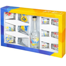 набір 13 предм. (графін 0,5л. + 6 чарок + 6 склянок) патріотичний