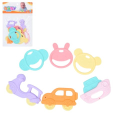 брязкальця транспорт/тварини від 8 до 12см., набір 6шт., прорізувач, в кул. 18х25х5см.  508-162 (90)