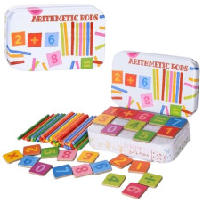 дерев`яна іграшка Набір першокласника цифри. знаки, рах. пал. в мет. пеналі 13х8х3см.  MD 1887  (60)