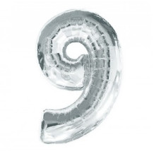 кулька-цифра фольгована  75см. срібло "9"  8537s-9