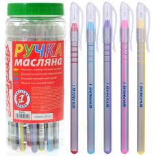 ручка в банці 1 Вересня "Silver" кульк. масл. синя 0,6мм.  410952  (30/600/2400)