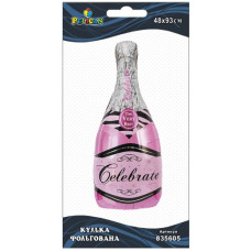 кулька фольгована Pelican рожева пляшка шампанського 104см.  835605