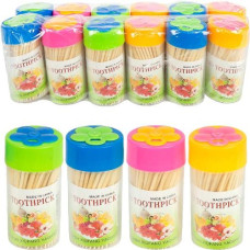 зубочистки бамбукові "Квітка" 65мм. 150шт. в кругл. боксі 7х3,5см.  842/124623  (12/600)