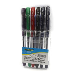 набір кульк. ручок Piano "`Maxriter" 6шт./5кол. PVC-упак.  РТ-335-6  (12/240)