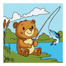 картина за номер. Ідейка 25х25см. дитяча "Ведмедик риболов"  КНО1085