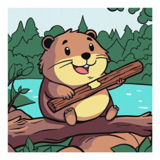 картина за номер. Ідейка 25х25см. дитяча "Веселий бобер"  КНО1086