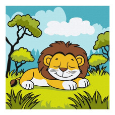 картина за номер. Ідейка 25х25см. дитяча "Левеня у савані"  КНО1087