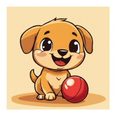 картина за номер. Ідейка 25х25см. дитяча "Веселий песик"  КНО1088