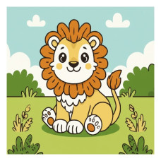 картина за номер. Ідейка 25х25см. дитяча "Веселий лев"  КНО1228
