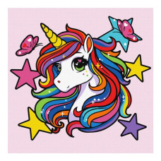 картина за номер. Ідейка 25х25см. дитяча "Яскравий єдиноріг"  КНО1353