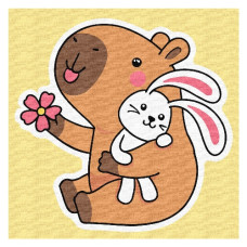 картина за номер. Ідейка 30х30см. дитяча "Капібара із зайчиком"  КНО1355