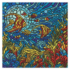 алмазна мозаїка Ідейка 30х30см. "Вітраж. Морський світ"  АМО8324