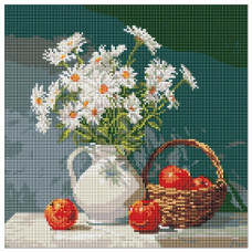 алмазна мозаїка Ідейка 40х40см. "Букет ромашок з яблуками"  АМО8339