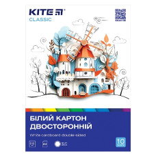 білий картон Kite Classic А4/10арк. в папці  К-254  (25/50)