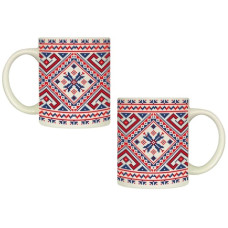 чашка Kvarta 325мл. циліндр "Вишиванка синьо-червона" в подар. кор.  3718  (9)